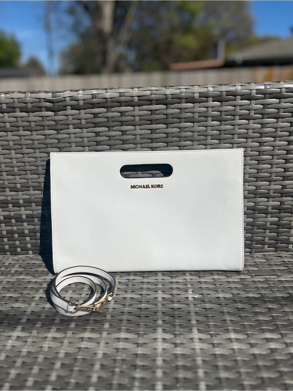 MICHAEL KORS TILDA XL Saffiano Leather Clutch Bag